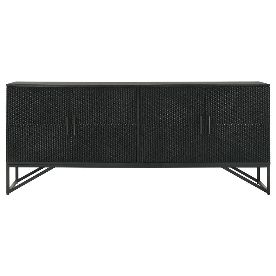 Riddell - 4 Door Wood Reeding Accent Cabinet - Matte Black by Coaster Fine Furniture | Bel Furniture