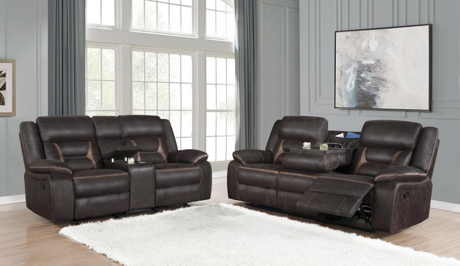Greer - Upholstered Reclining Sofa Set by CoasterEveryday | Bel Furniture