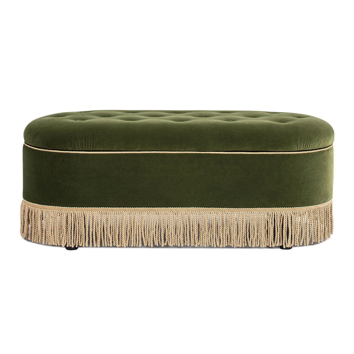 Melinda - Oval Tufted Bullion Fringe Storage Bench by Jennifer Taylor Home | Bel Furniture