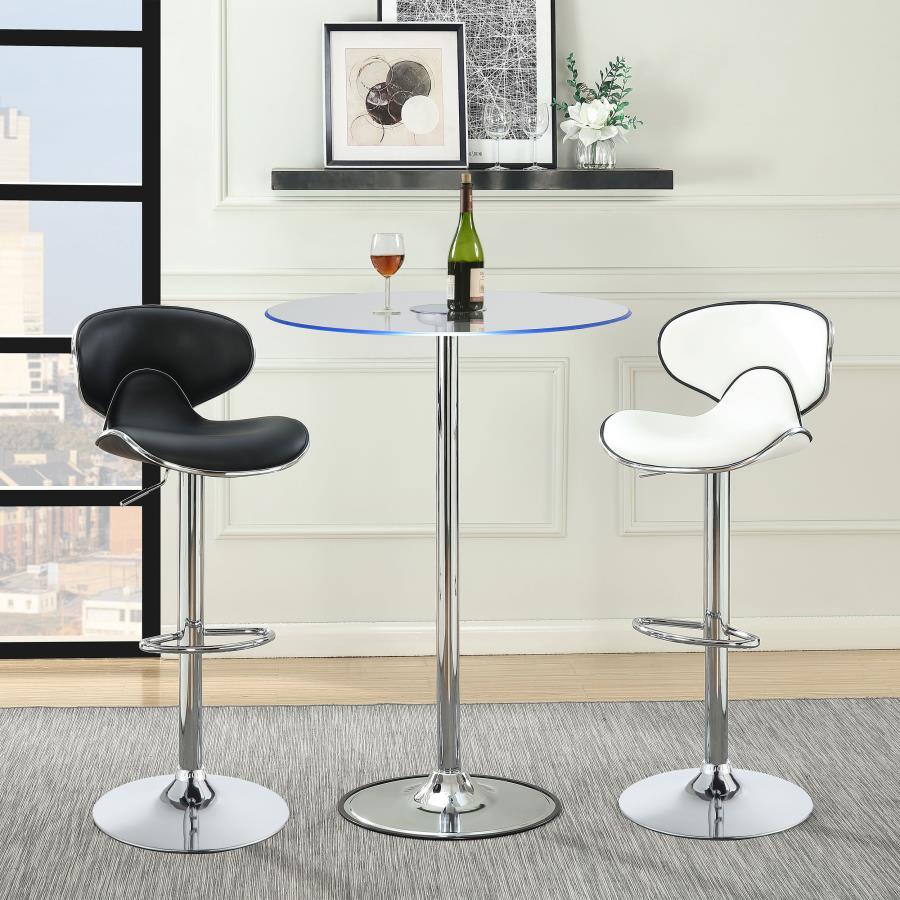 Thea - Round Glass Top LED Bistro Bar Table - Chrome by CoasterEssence | Bel Furniture