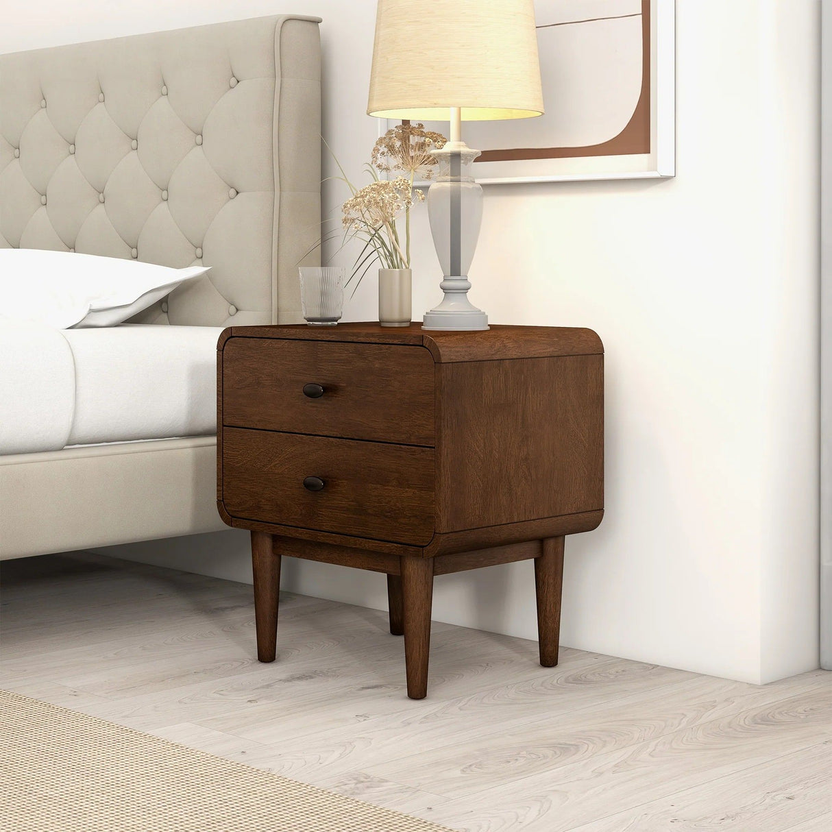 Alexa - Mid-Century Modern Style Night Stand - Brown by Ashcroft Furniture | Bel Furniture