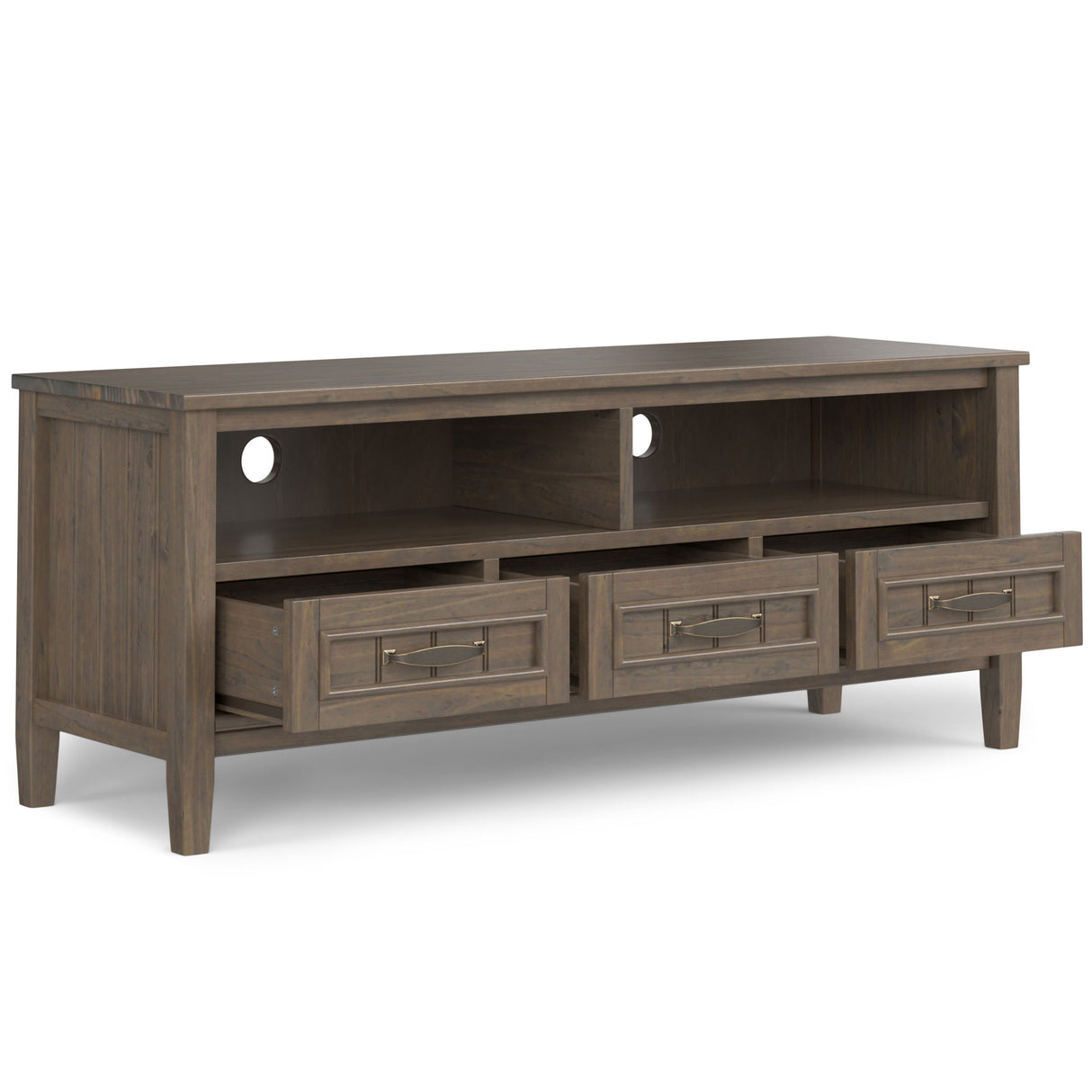 Lev - Low TV Stand - Smoky Brown by Simpli-Home | Bel Furniture