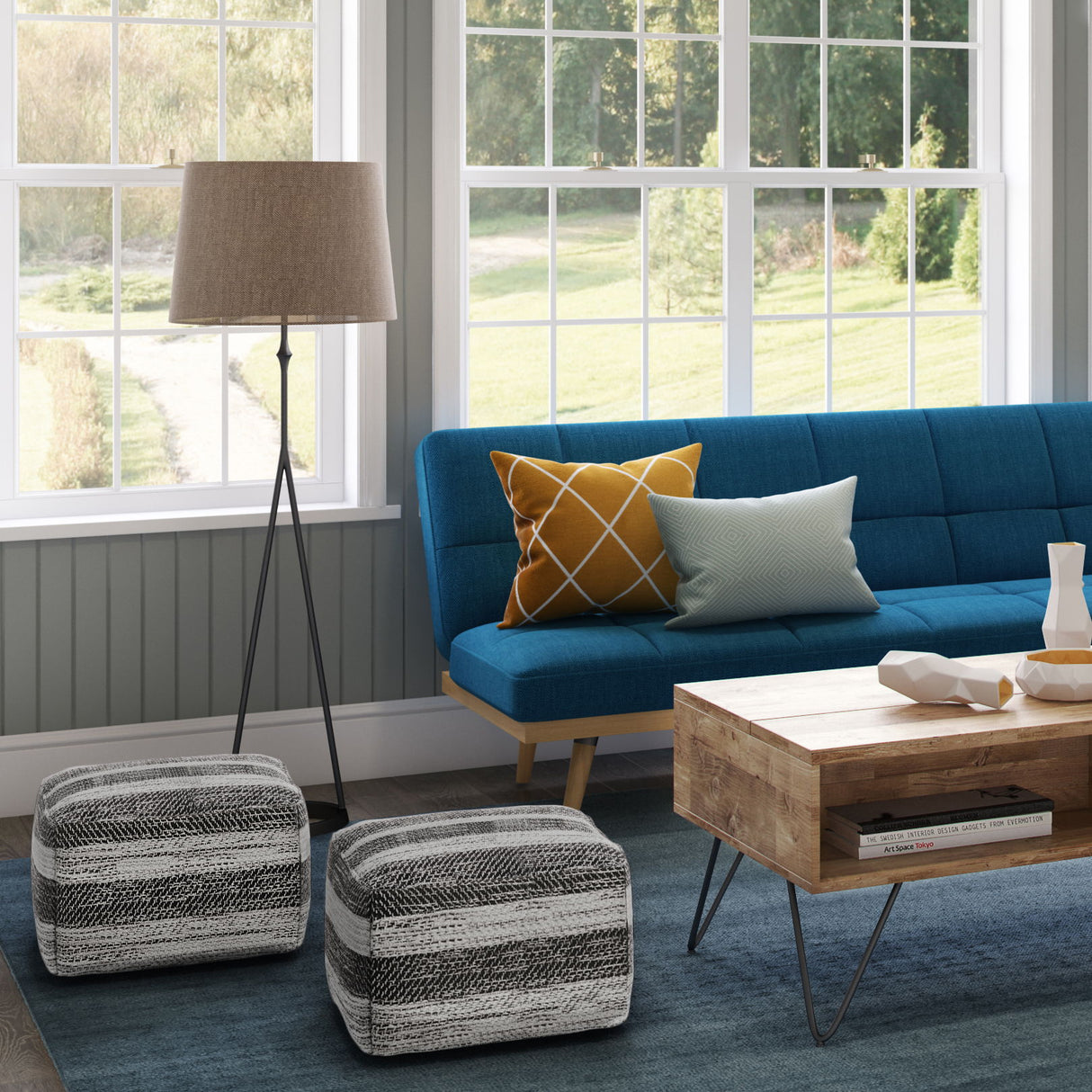 Clay - Square Pouf, Upholstered by Simpli-Home | Bel Furniture