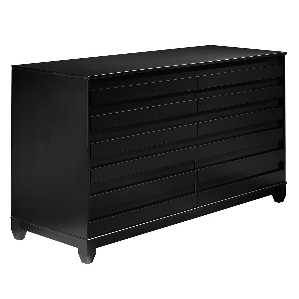 Modern 6 Drawer Solid Wood Dresser With Channel Pulls Black by Walker Edison | Bel Furniture