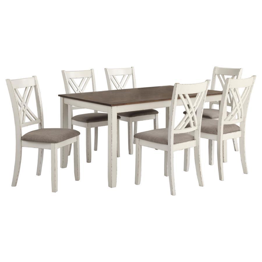 Fortress - 7 Piece Rectangular Dining Set - Vintage Vanilla by CoasterEveryday | Bel Furniture