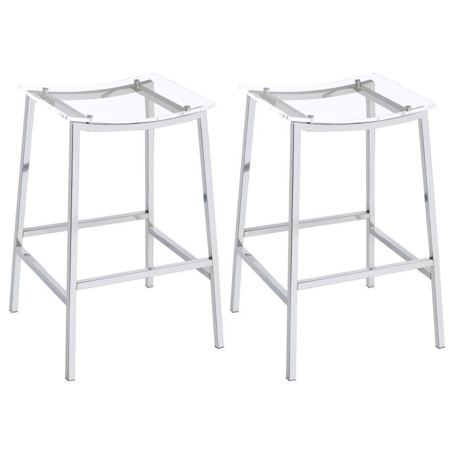Jovani - Acrylic Backless Bar Stools (Set of 2) Pearl Silver 18.75"W x 17"D x 29"H by Coaster Fine Furniture | Bel Furniture