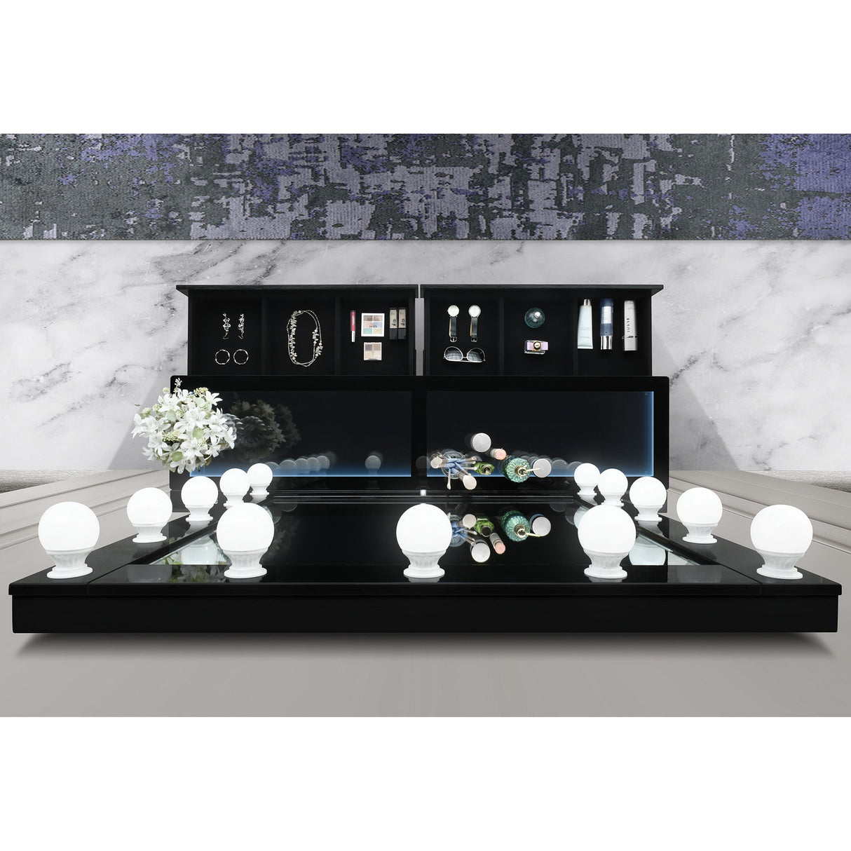 Elisa - Vanity Set With Stool And LED Bulbs