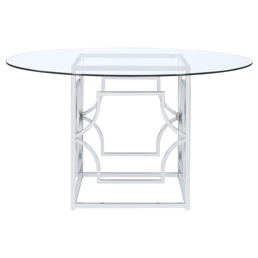 Starlight - Round Glass Top Metal Dining Table by Coaster Fine Furniture | Bel Furniture