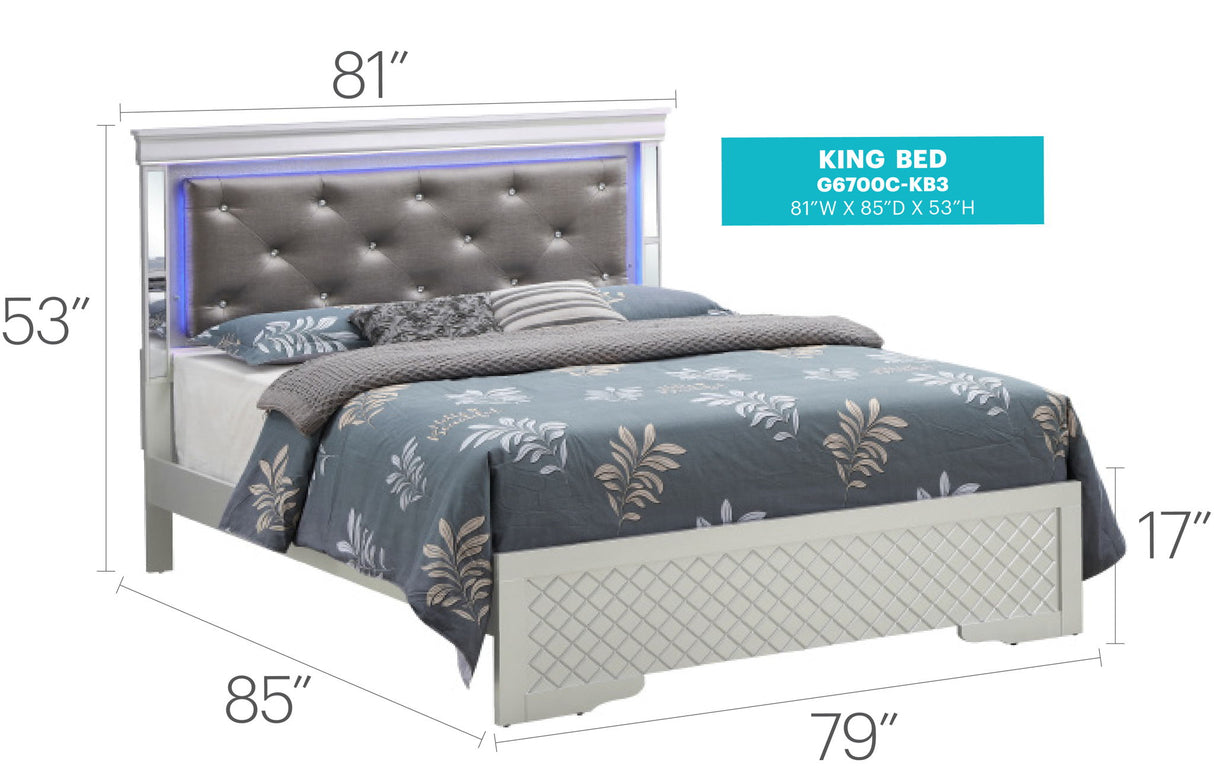 Bed With LED Light Accents Headboard - view 26