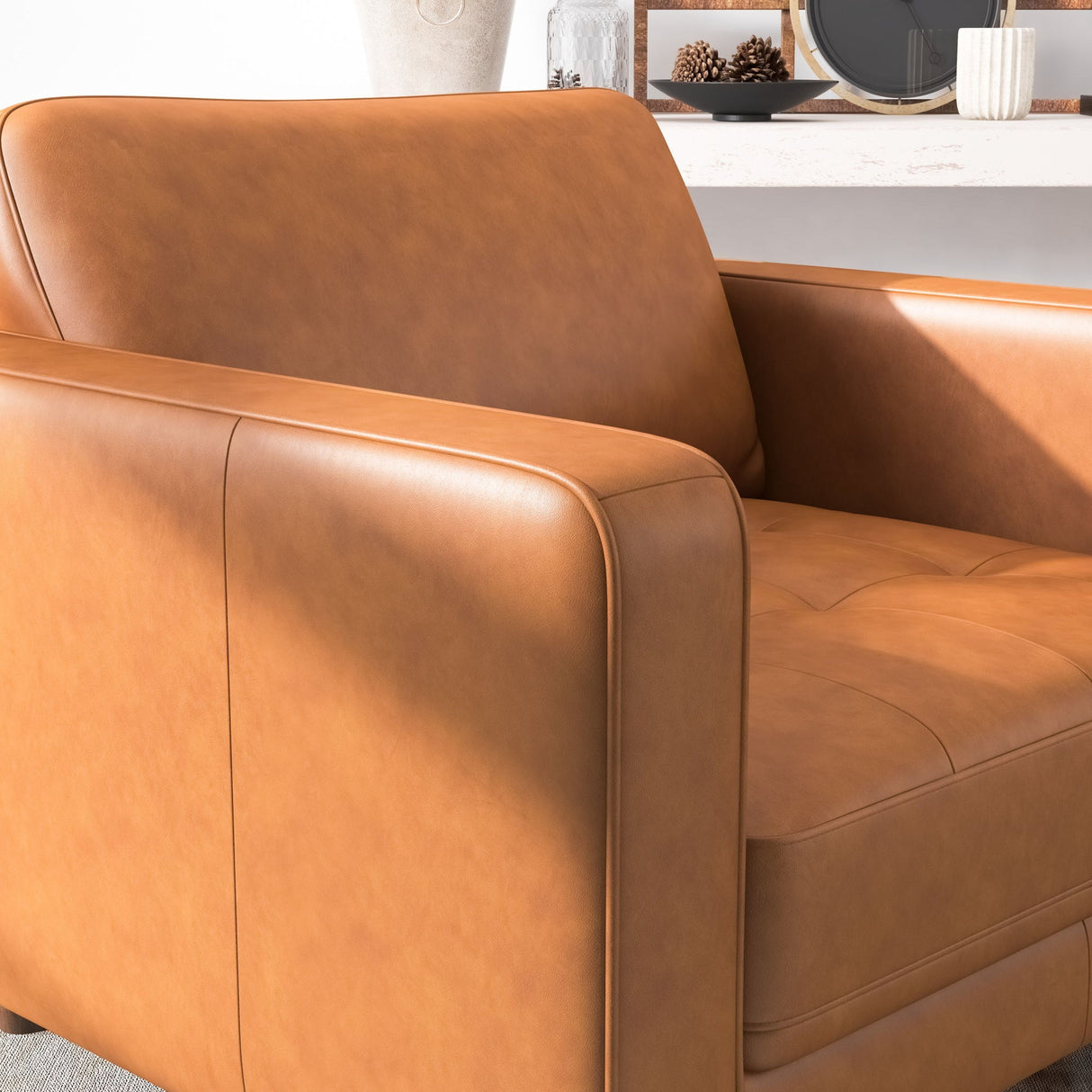 Catherine - Leather Lounge Chair Leather - Brown / Tan by Ashcroft Furniture | Bel Furniture