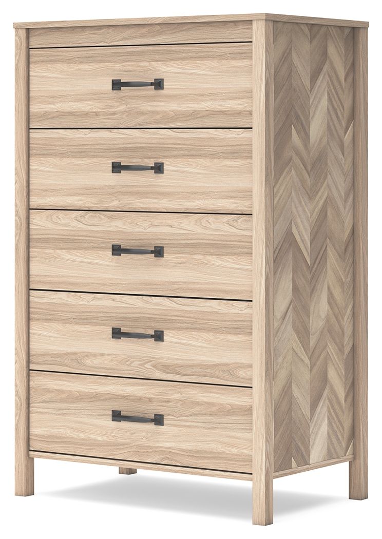 Battelle - Tan - Five Drawer Chest by Signature Design by Ashley® | Bel Furniture