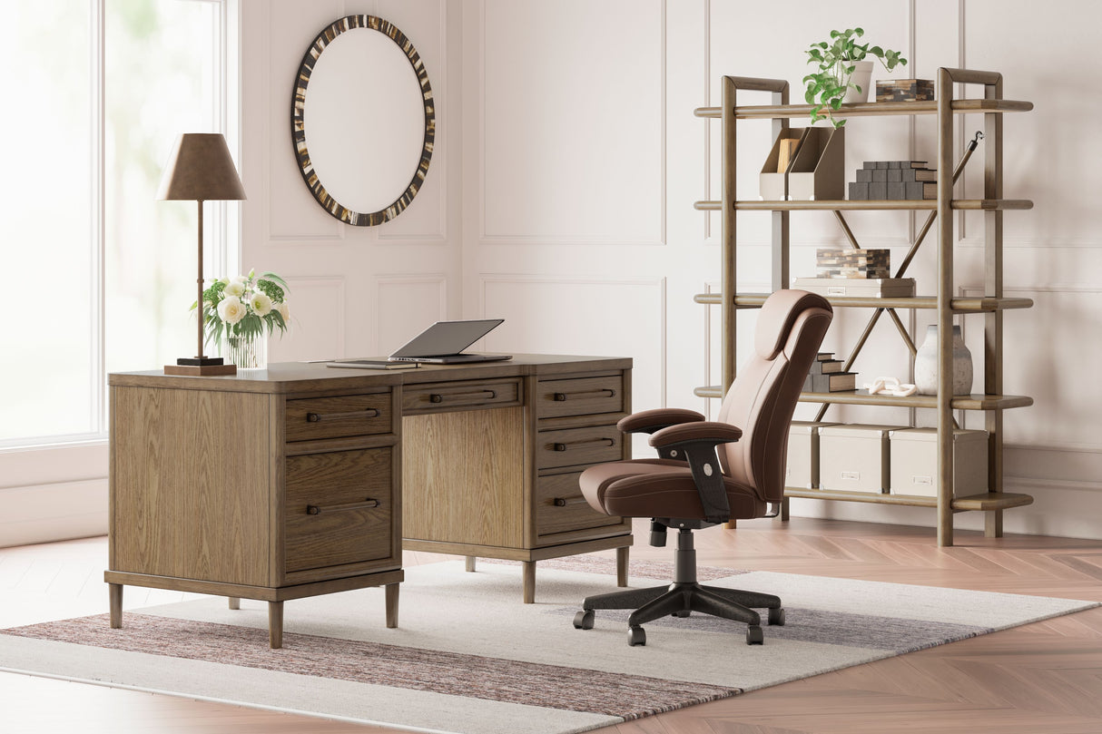 Roanhowe - Brown - Home Office Desk by Signature Design by Ashley® | Bel Furniture