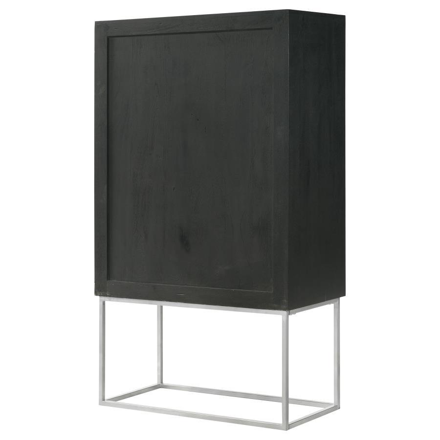 Borman - 2 Door Home Bar Cabinet Wine Storage - Walnut And Black by Coaster Fine Furniture | Bel Furniture