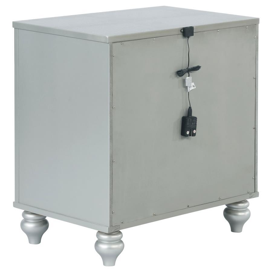 Gunnison - 2-Drawer Nightstand - Silver Metallic by CoasterEssence | Bel Furniture