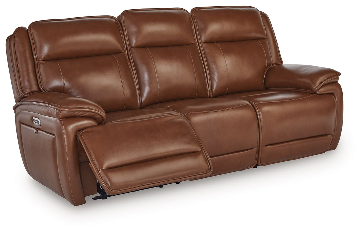 Healy Pier - Chocolate - Power Reclining Sofa / Adj Headrest by Signature Design by Ashley® | Bel Furniture