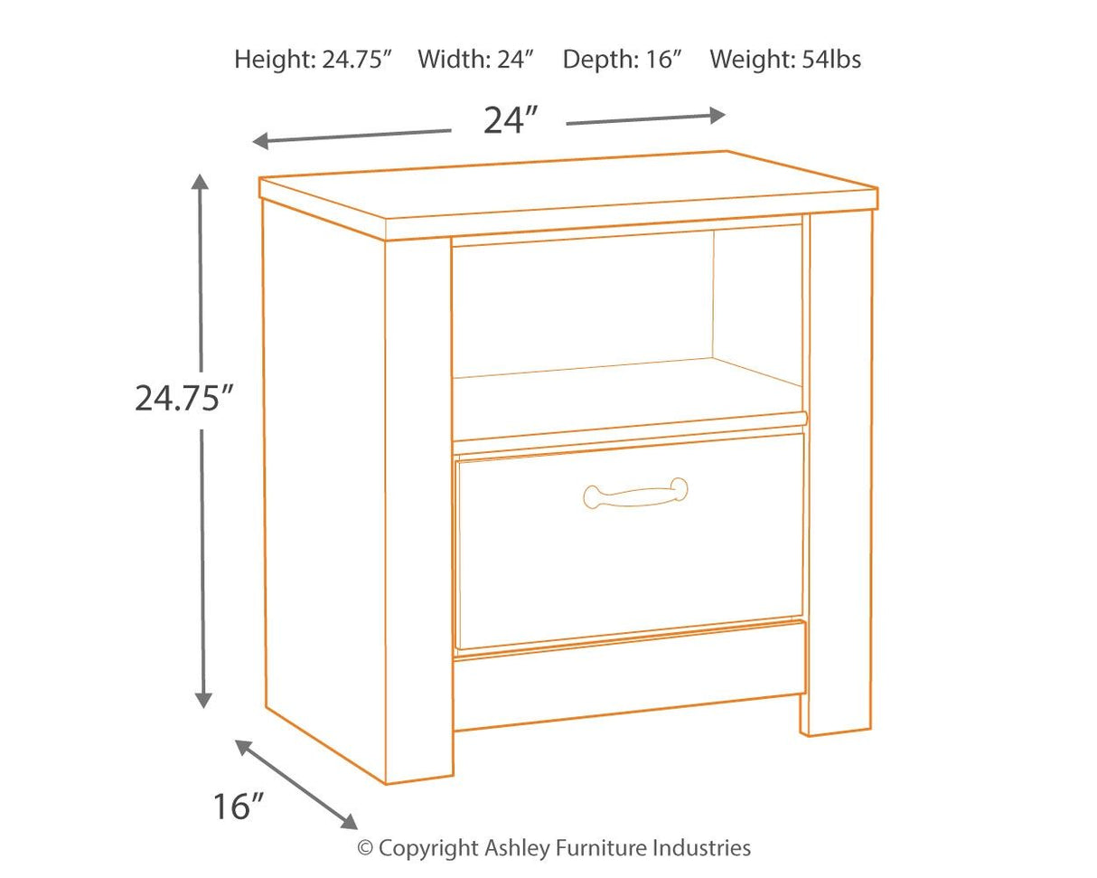 Bellaby - Whitewash - One Drawer Night Stand by Signature Design by Ashley® | Bel Furniture
