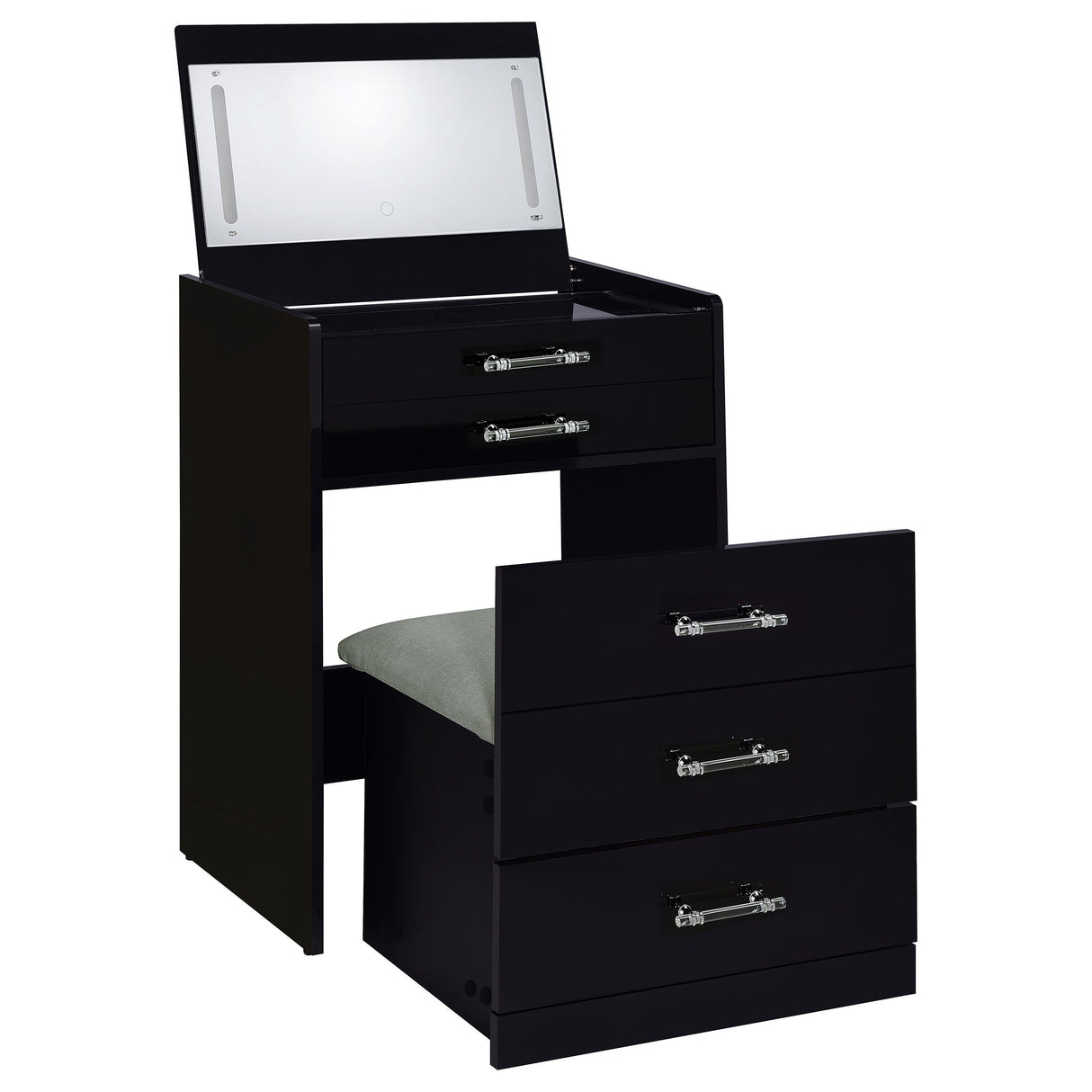 Danbury - 3-Drawer Makeup Vanity & Stool Set Black by Coaster Fine Furniture | Bel Furniture