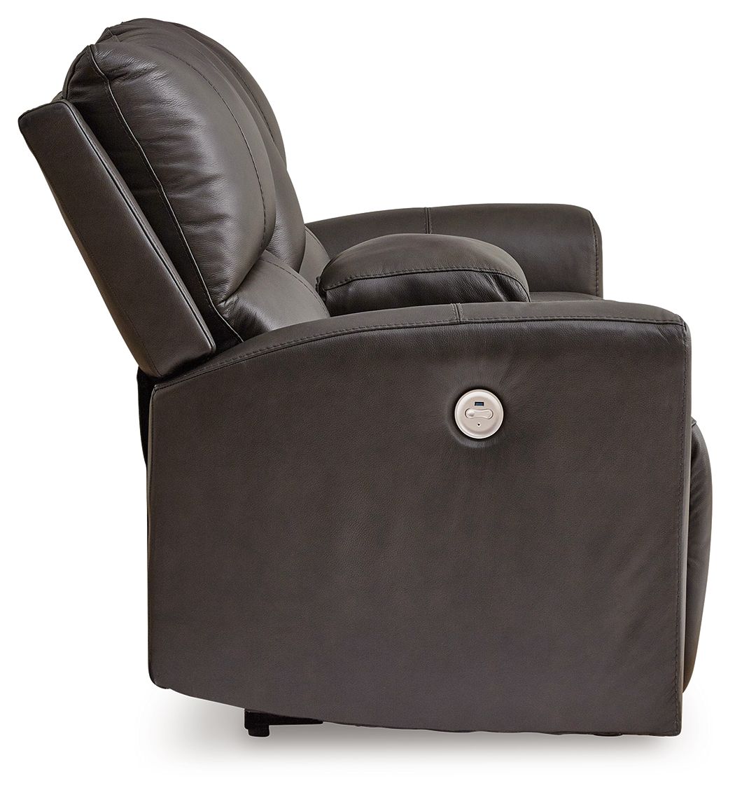 Boxmere - Storm - Dbl Power Reclining Loveseat with Console by Signature Design by Ashley® | Bel Furniture