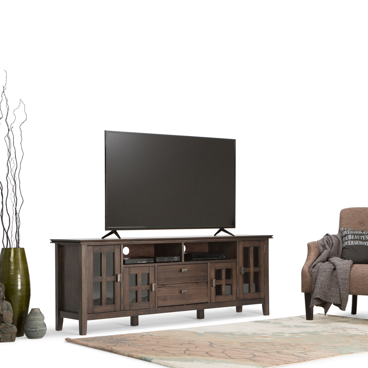 Artisan - TV Media Stand - Natural Aged Brown by Simpli-Home | Bel Furniture