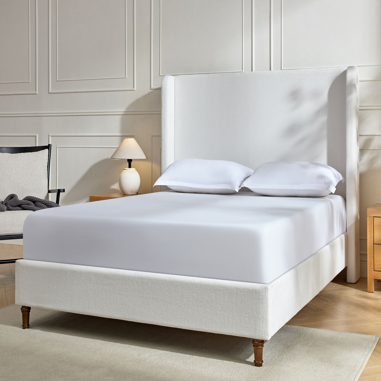 Harper - Tall Headboard Upholstered Bed / High Headboard / Elegant Simplicity / No Box Spring Needed