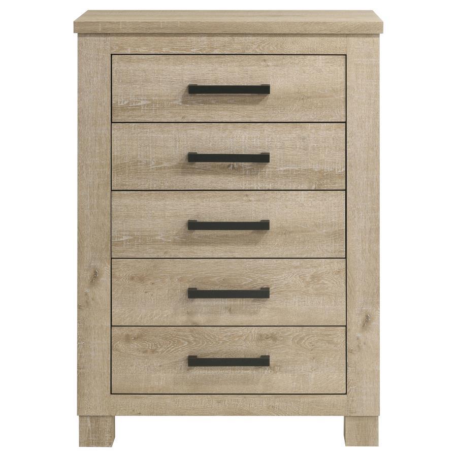 Oakglen - 5-Drawer Bedroom Chest Of Drawers - Weathered Oak by Coaster Fine Furniture | Bel Furniture