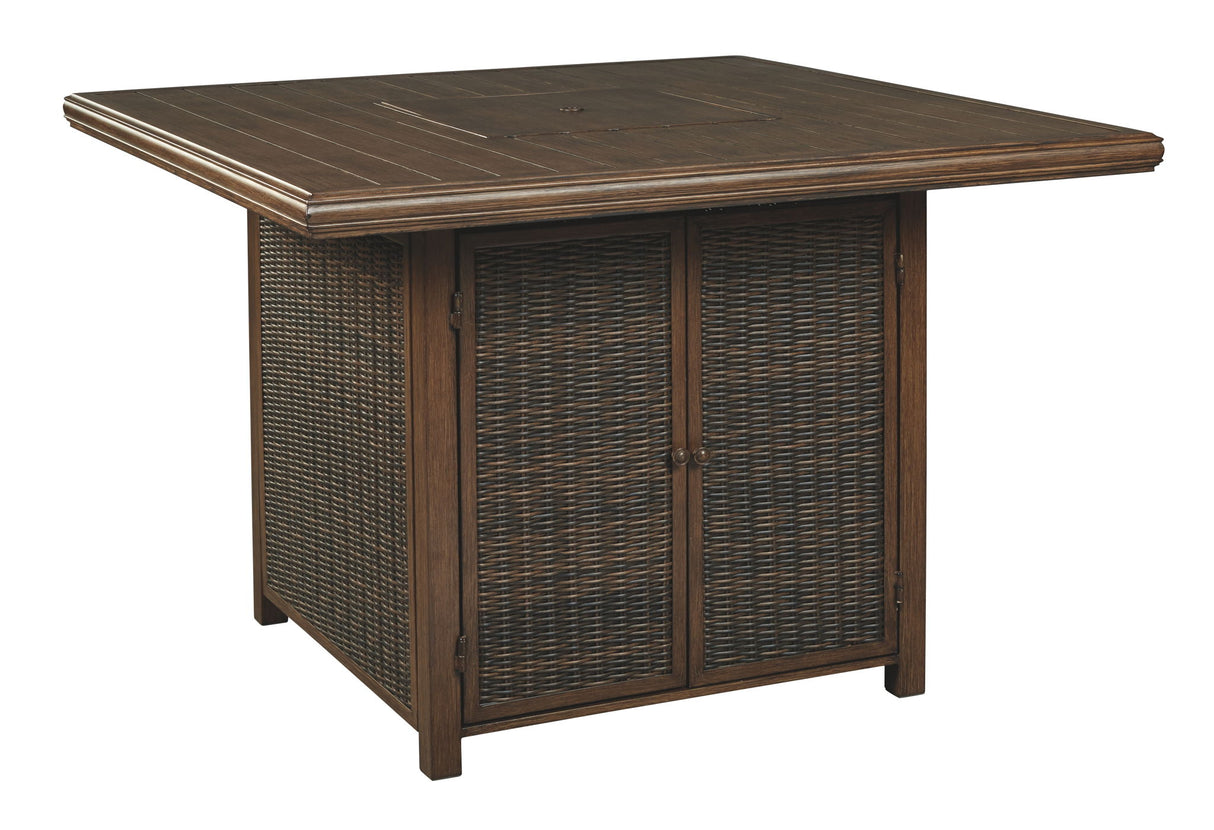 Paradise Trail - Medium Brown - Square Bar Table w/Fire Pit by Signature Design by Ashley® | Bel Furniture