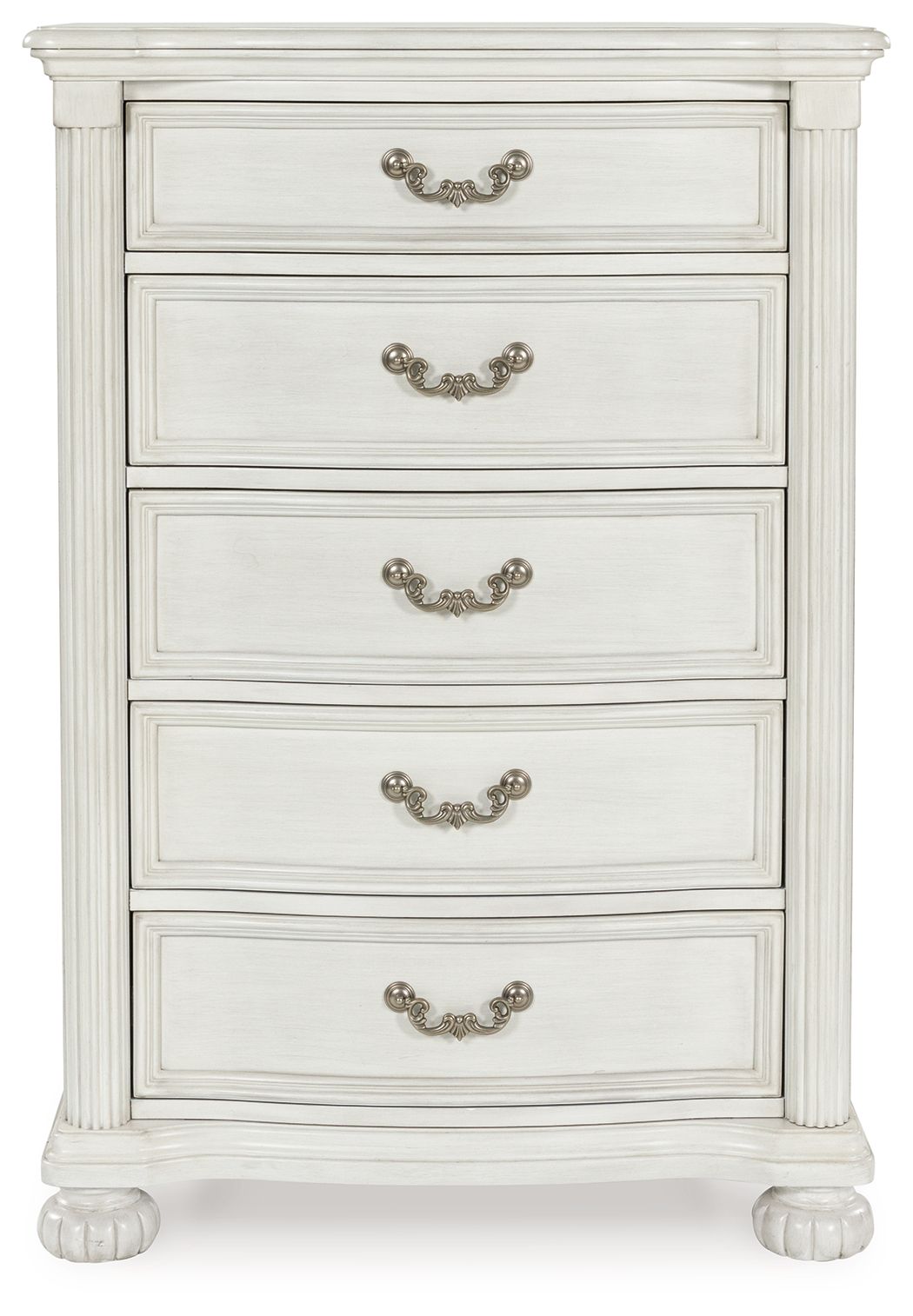 Montelaine - Antique White - Five Drawer Chest by Benchcraft® | Bel Furniture