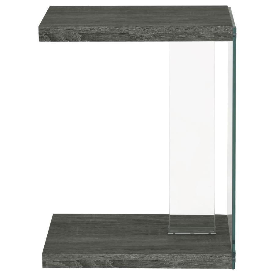 Colby - Engineered Wood C-Shaped Side Table - Weathered Gray by CoasterEveryday | Bel Furniture