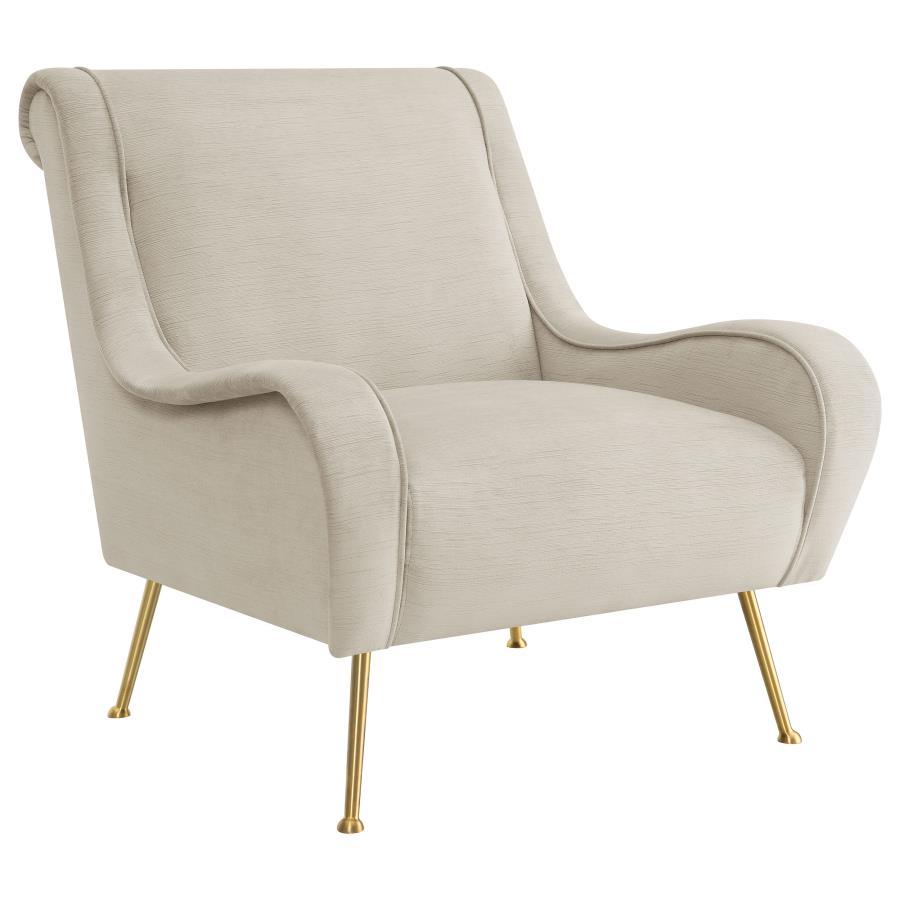 Ricci - Upholstered Saddle Arm Accent Chair Beige by Coaster Fine Furniture | Bel Furniture