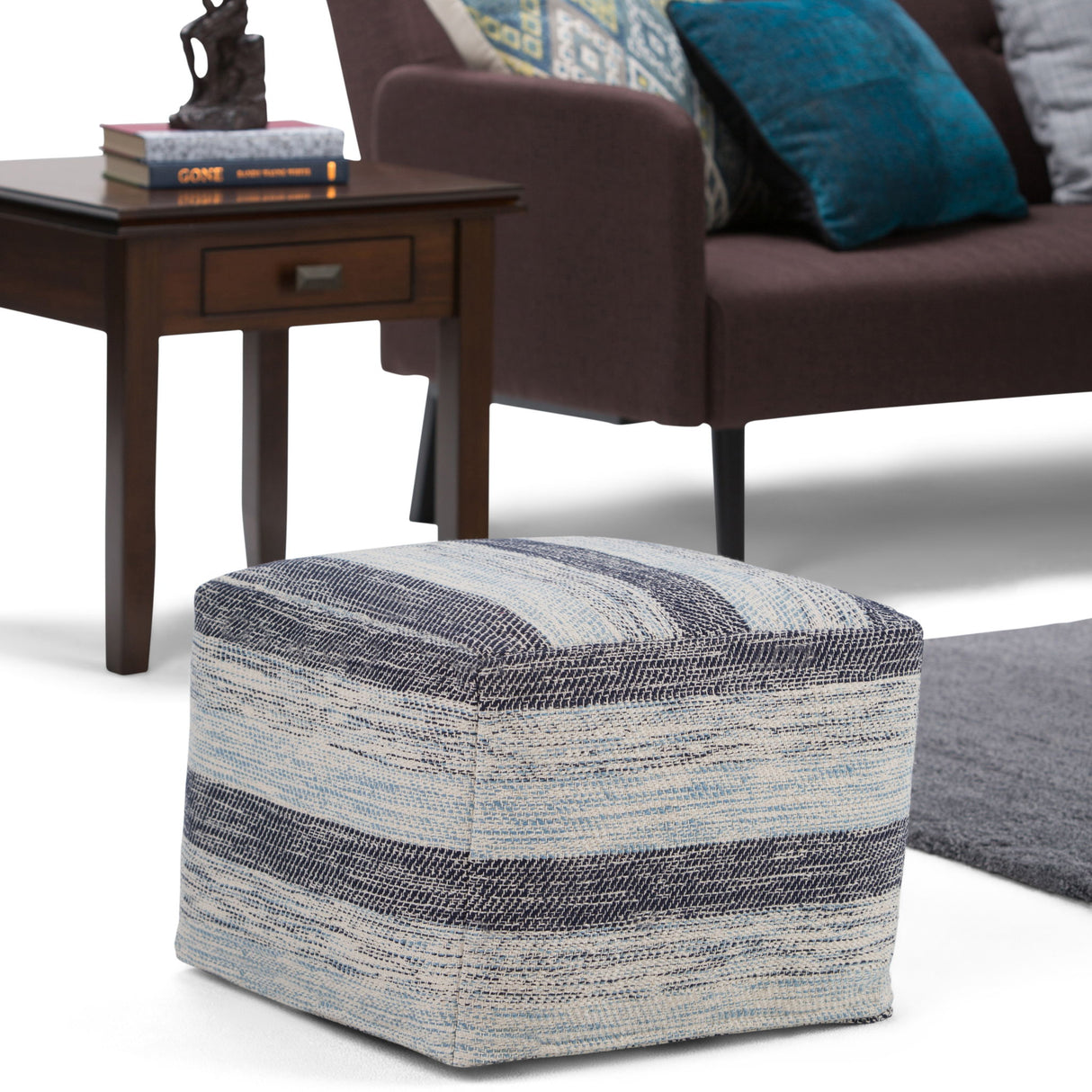 Clay - Square Pouf, Upholstered by Simpli-Home | Bel Furniture