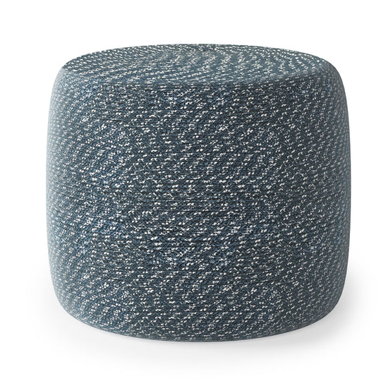 Bayley - Versatile Round Braided Pouf Blue by Simpli-Home | Bel Furniture