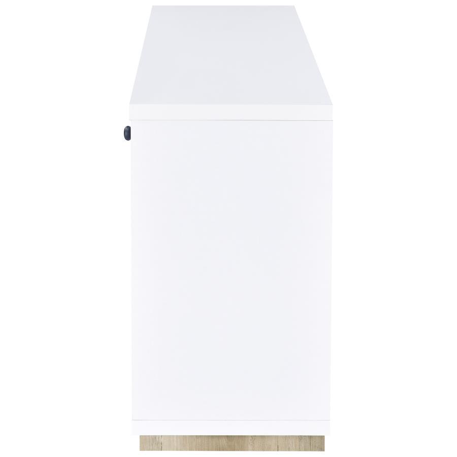 Dalton - 2 Door Storage Credenza - White And Distressed Pine by CoasterEveryday | Bel Furniture