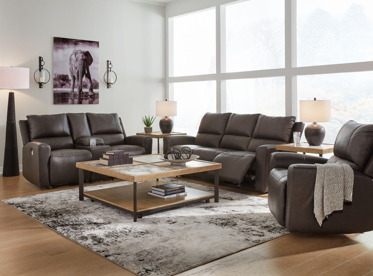 Boxmere - 3 Pc. - Power Reclining Sofa, Power Reclining Loveseat With Console, Power Rocker Recliner - Storm