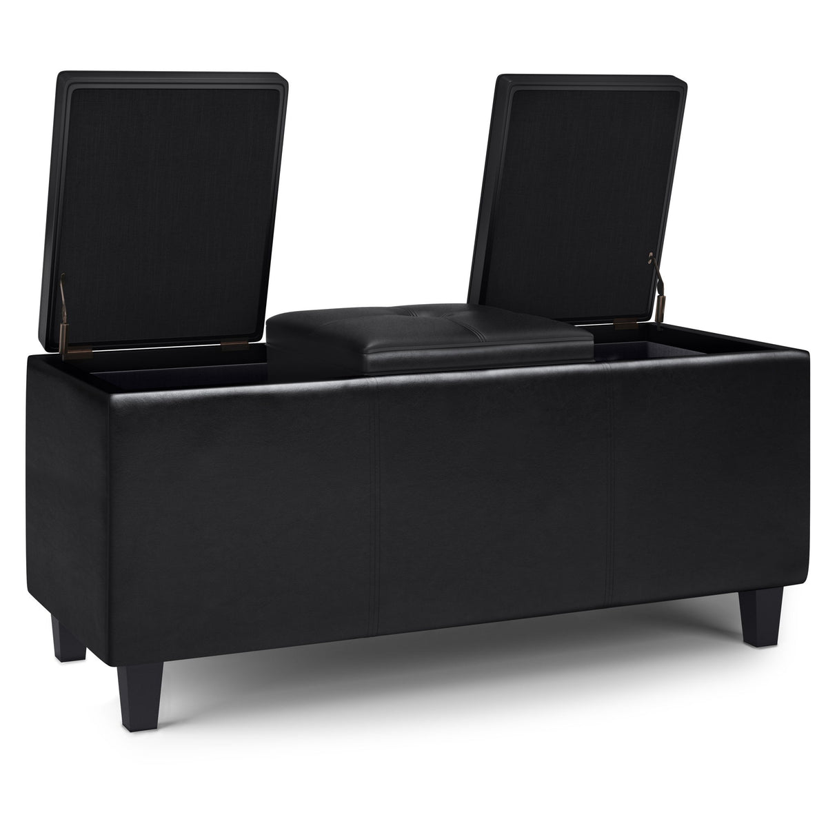 Avalon - Tray Storage Ottoman With Lift Up Lids - Midnight Black by Simpli-Home | Bel Furniture