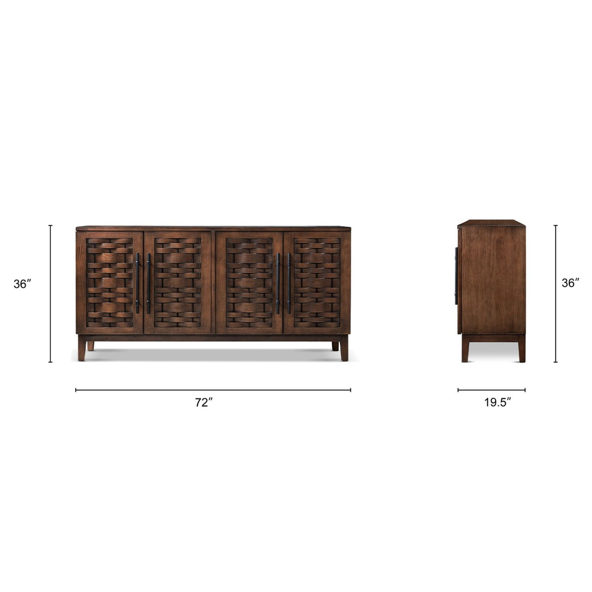 Koa - 4 Door Sideboard - Dark Brown