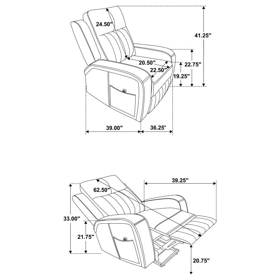 Raelynn - Upholstered Track Arm Recliner by Coaster Fine Furniture | Bel Furniture