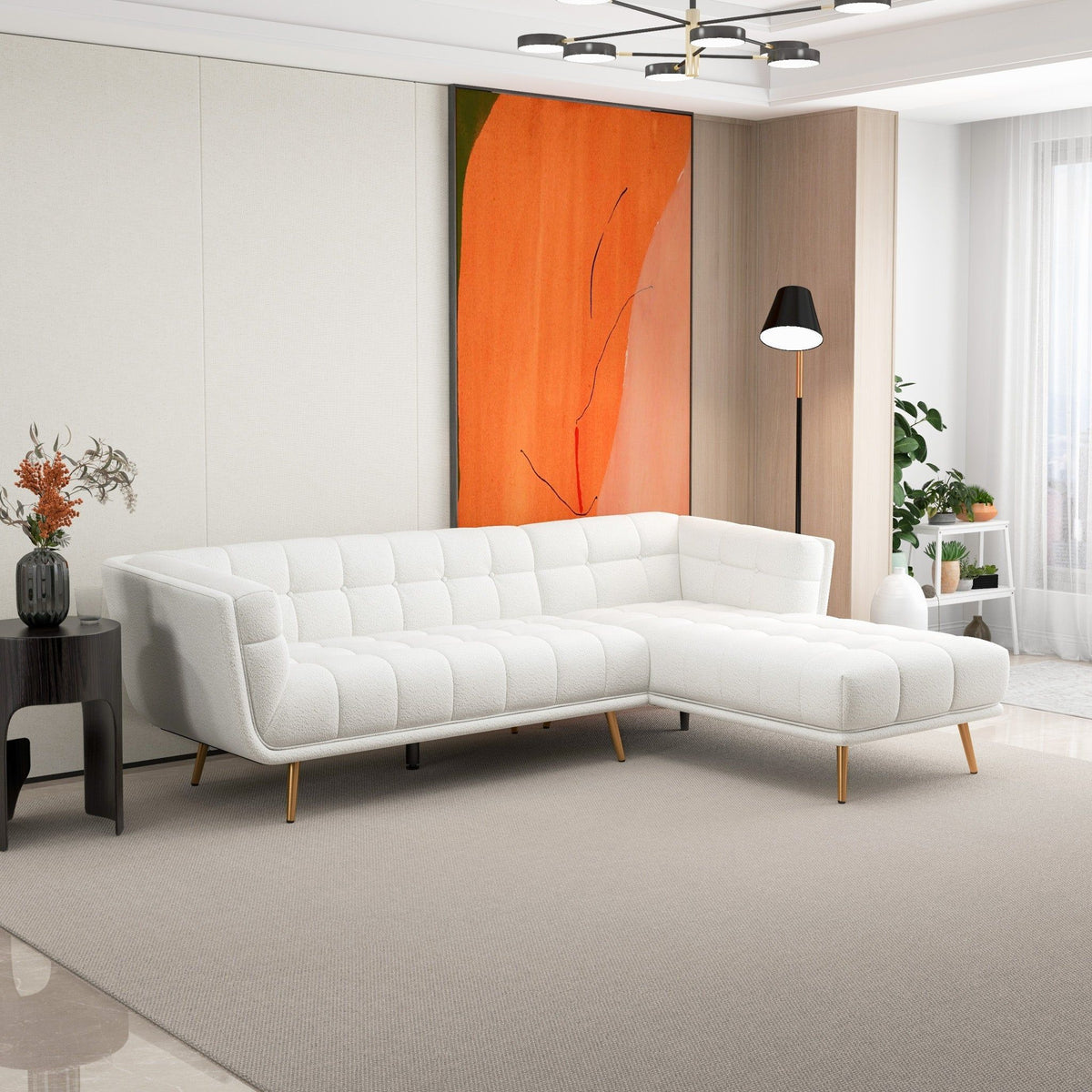 Addison - L Shape Sectional Sofa Tufted