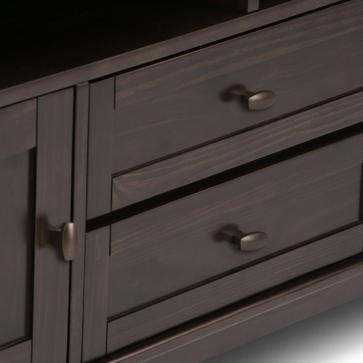 Warm Shaker - TV Media Stand Handcrafted - Tobacco Brown by Simpli-Home | Bel Furniture