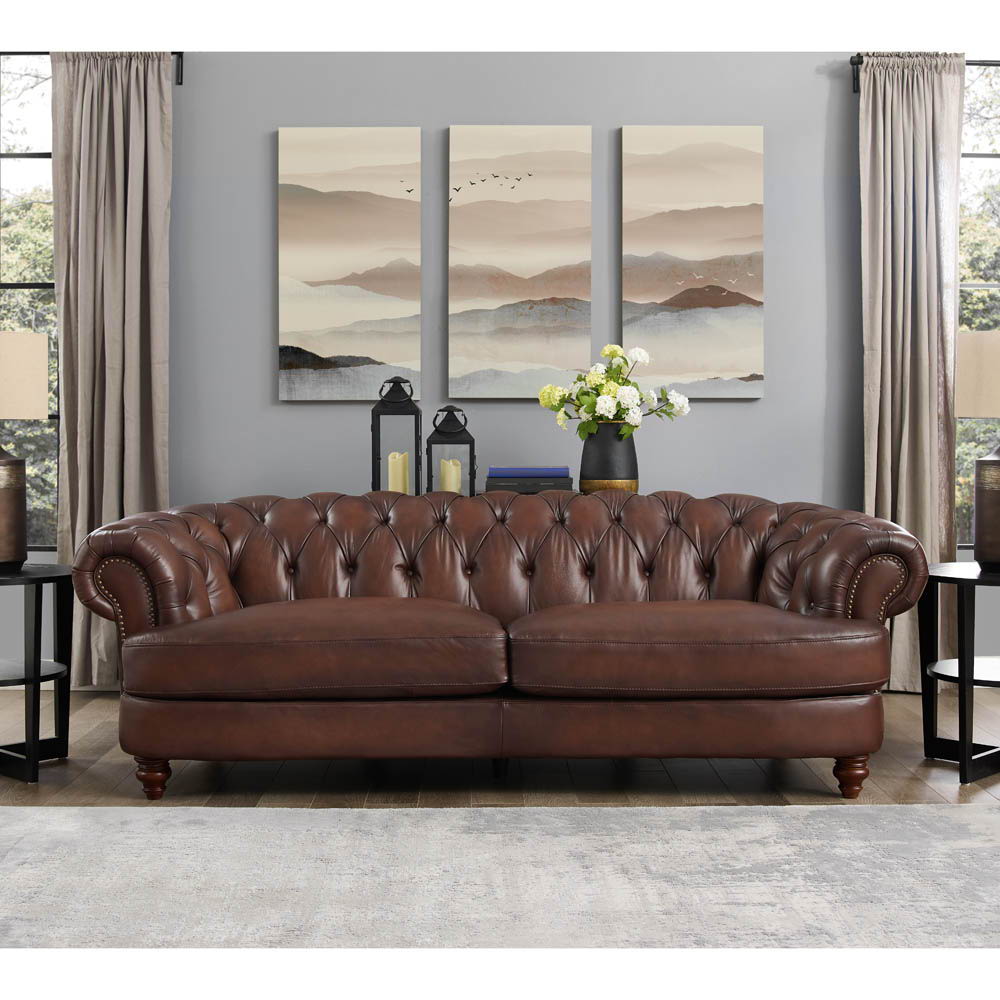 Newport - Leather Sofa - Caramel by Hydeline Furniture | Bel Furniture
