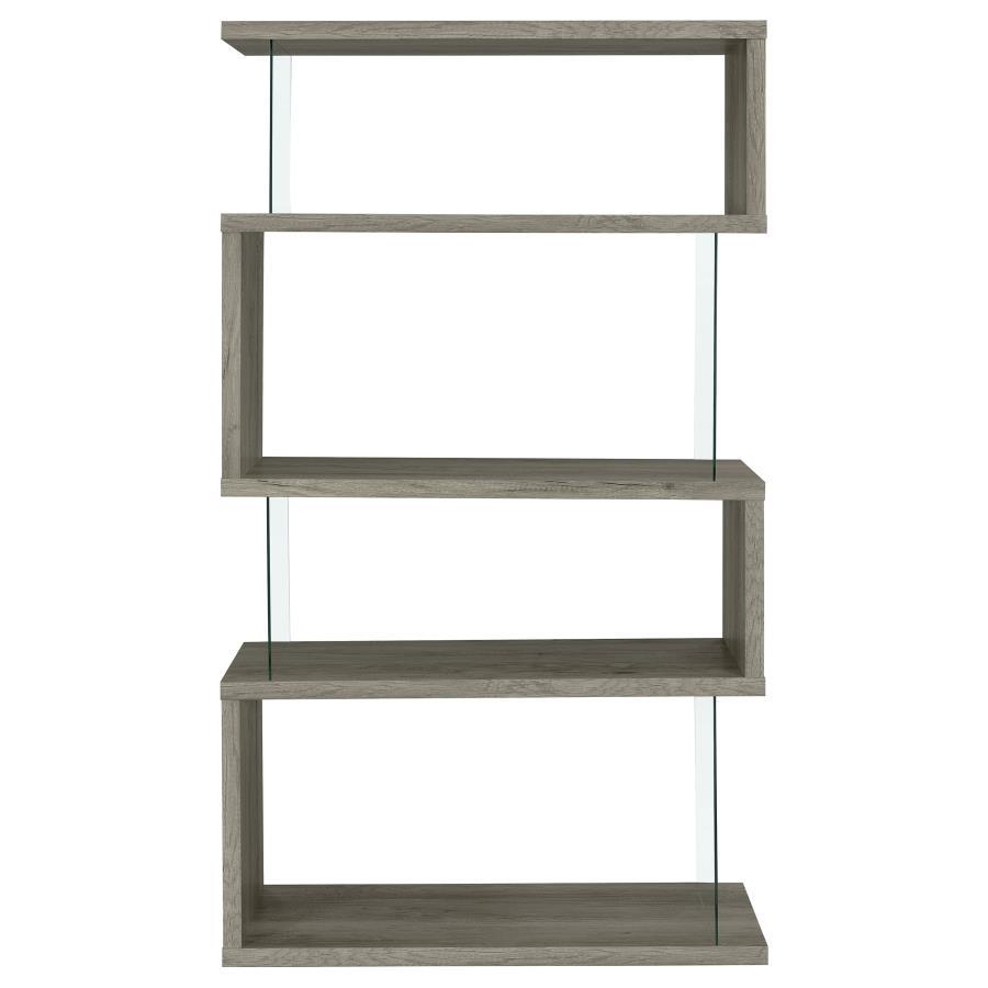 Emelle - 4-Shelf Glass Panel Bookshelf by CoasterEveryday | Bel Furniture