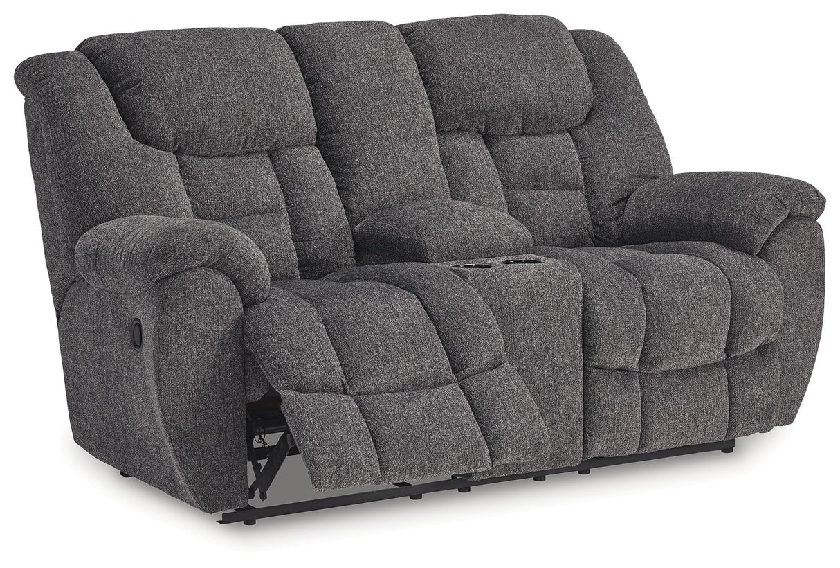 Foreside - Charcoal - Dbl Reclining Loveseat with Console by Signature Design by Ashley® | Bel Furniture
