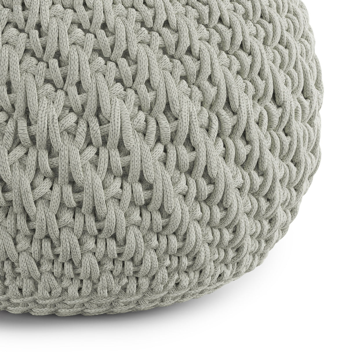 Nisi - Round Knitted Outdoor / Indoor Pouf - Light Gray by Simpli-Home | Bel Furniture