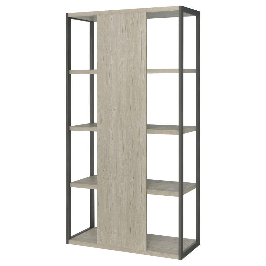 Loomis - 72" 4-Shelf Bookshelf - Whitewashed Gray by CoasterEssence | Bel Furniture