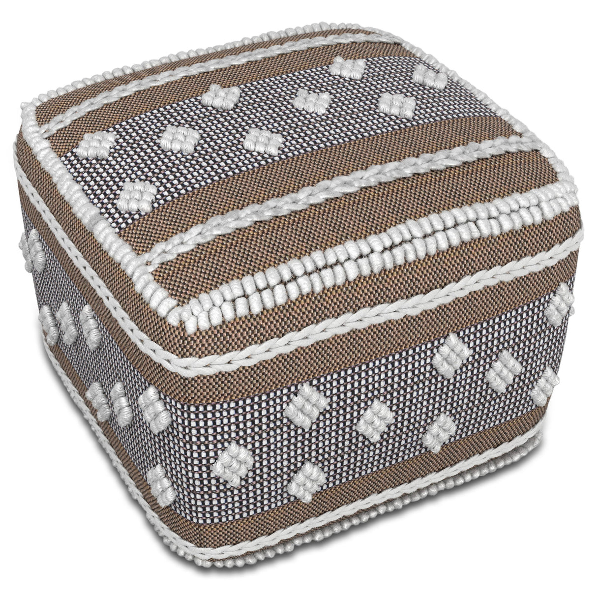 Mapleton - Outdoor / Indoor Pouf - Beige Gray / White by Simpli-Home | Bel Furniture