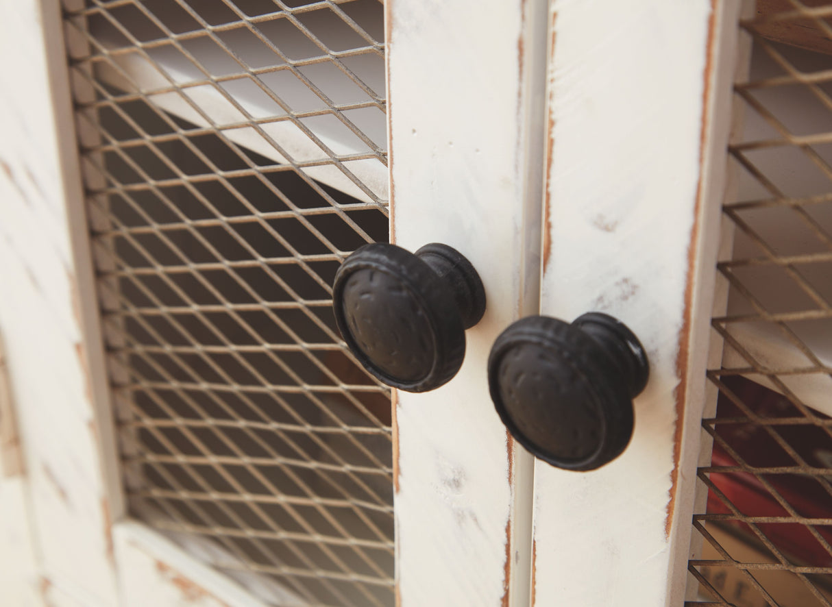 Wystfield - White / Brown - Rectangular End Table - 2 Doors by Signature Design by Ashley® | Bel Furniture