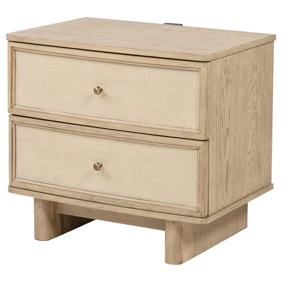 Kailani - 2-Drawer Nightstand Bedside Table - Beige Oak by Coaster Fine Furniture | Bel Furniture