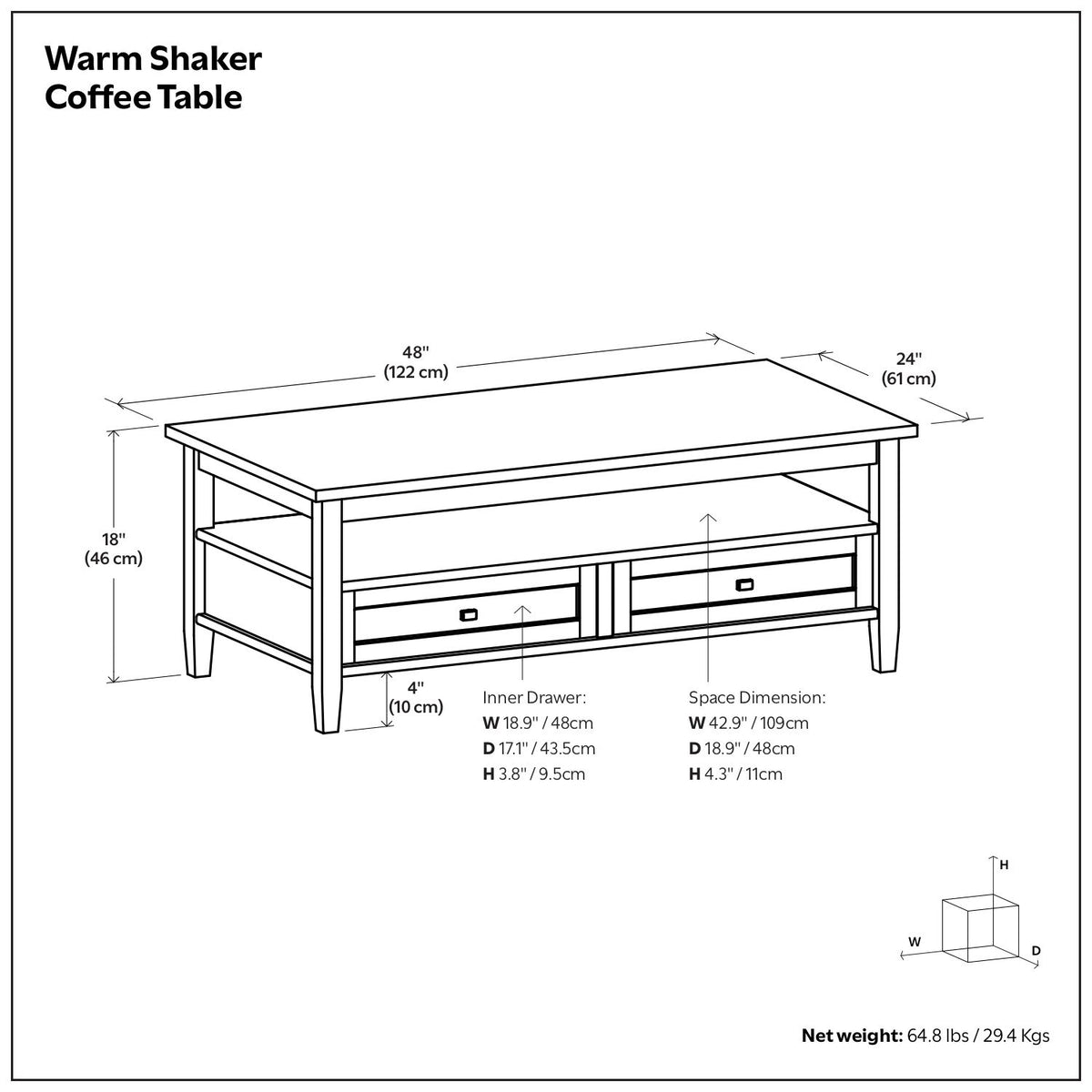 Warm Shaker - Coffee Table - Distressed Gray