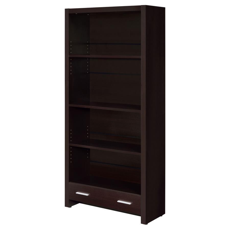 Skylar - 5-Shelf Bookcase With Drawer - Cappuccino by CoasterEveryday | Bel Furniture
