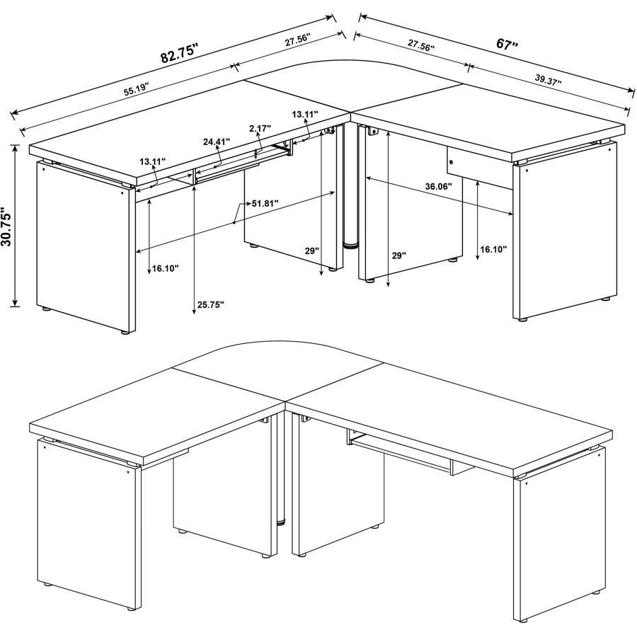 Skylar - Square Corner Table - Cappuccino