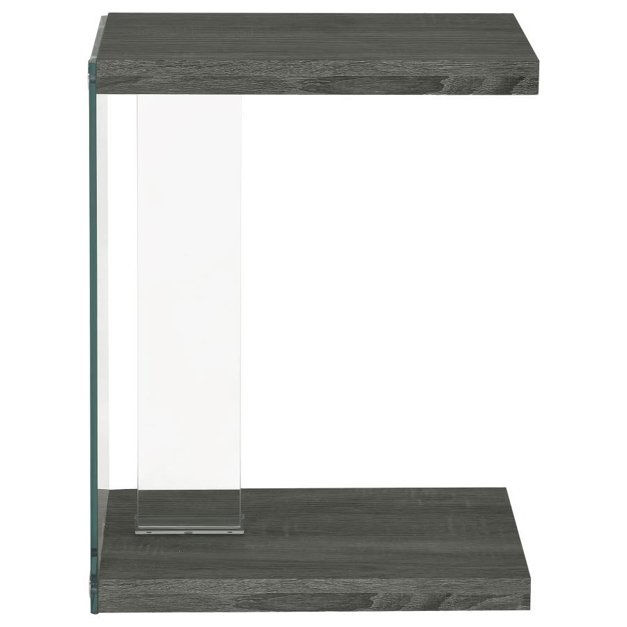 Colby - Engineered Wood C-Shaped Side Table - Weathered Gray by CoasterEveryday | Bel Furniture